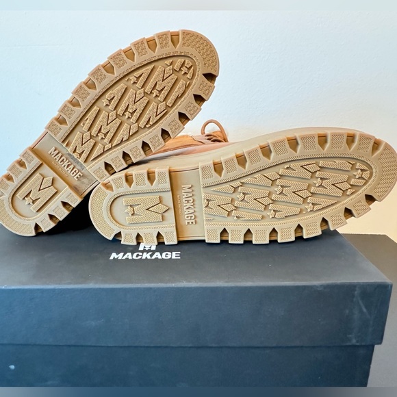 MACKAGE Boots HERO-MS COGNAC 45 (US 12)- BNWT Shearling pinned lug sole Boots - Picture 7 of 11